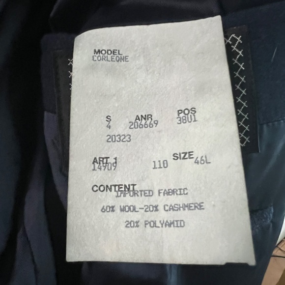 VINTAGE HUGO BOSS WOOL SPORTS COAT 46L 2-BUTTON BLUE VENTLESS NOTCH COLLAR USA - Picture 10 of 10